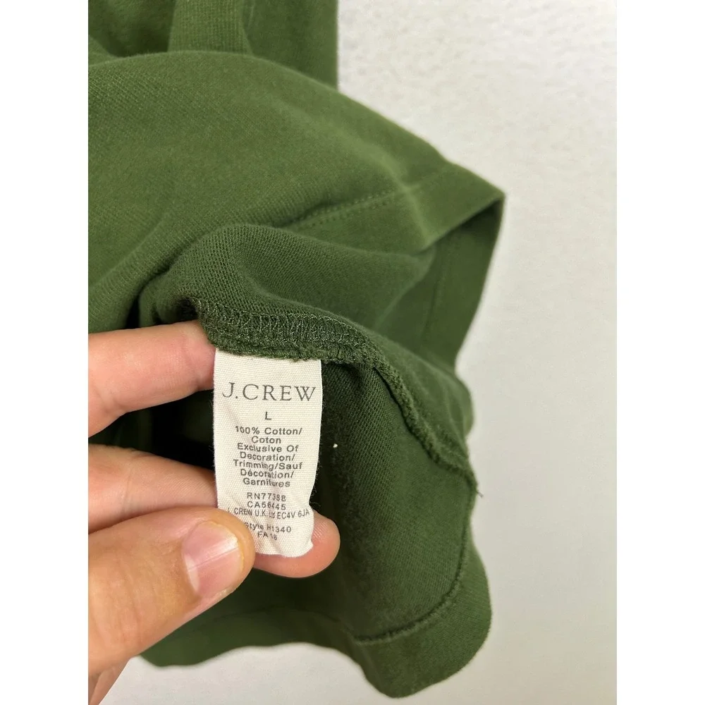 Preppy Gorpcore J.Crew Mercantile Mens LG Olive Green Quarter Zip Pullover H1340